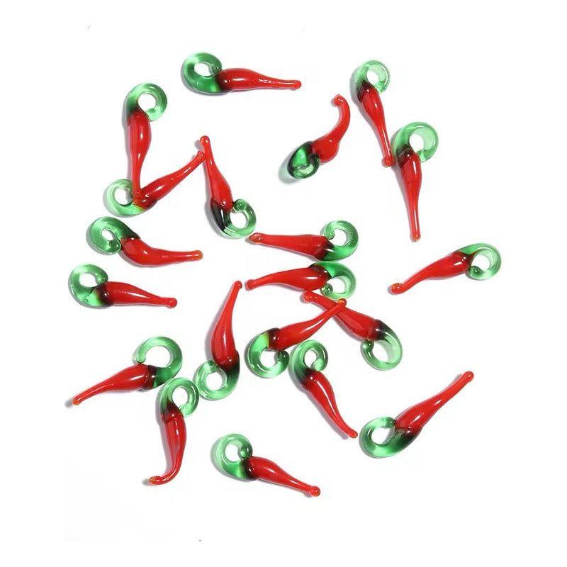 Pack 5 Dijes De Aji Para Collar, Dijes Para Collares Rojo-2