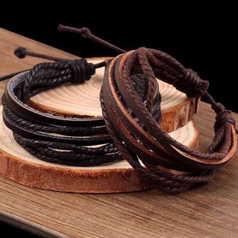 Pulseras Cuero Elegante Moda Brazalete Hombre Y Mujer - Top-2