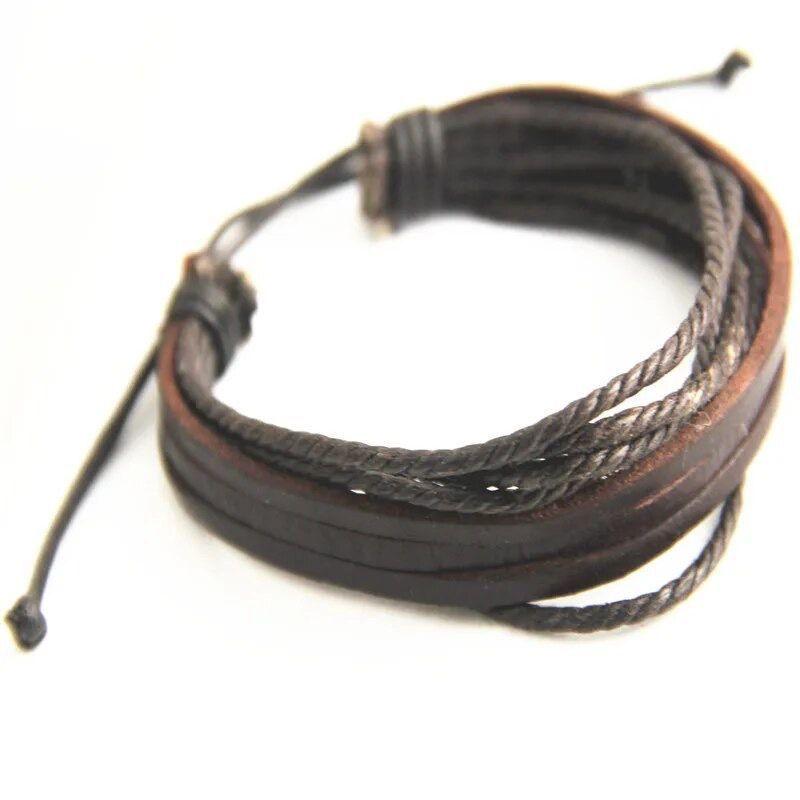 Pulseras Cuero Elegante Moda Brazalete Hombre Y Mujer - Top-4