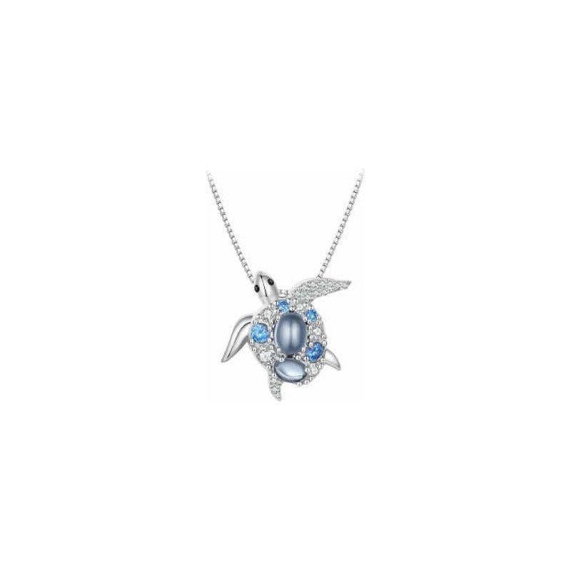 Fino Collar De Plata, Tortuga De Mar Elegante Con Circonitas Plateado-1