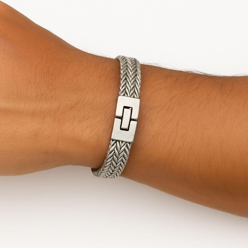 Pulsera Hombre De Acero Inoxidable Trenzada, Estilo Urbano-2