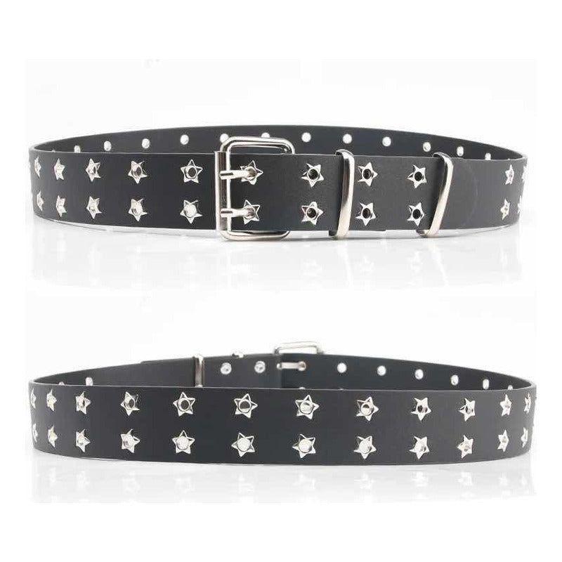 Cinturón De Estrellas Dobles, Cinturón Mujer Punk Negro-3