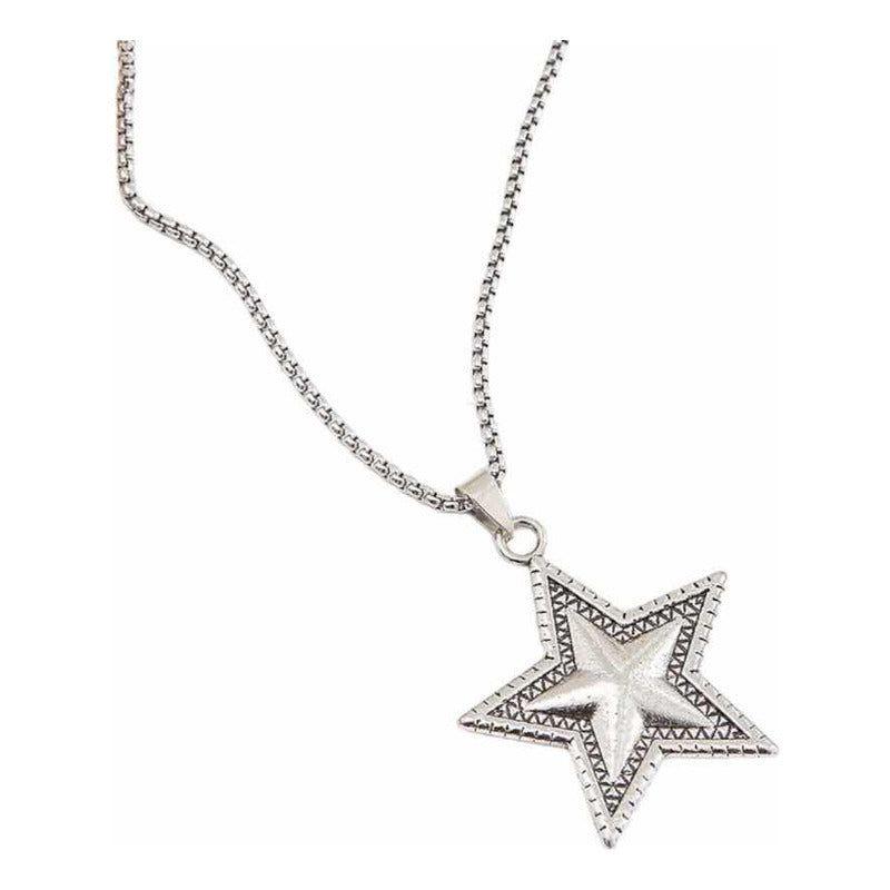 Collar Estrella Robusto Rockero, Collar Estrella Grande Plateado-0
