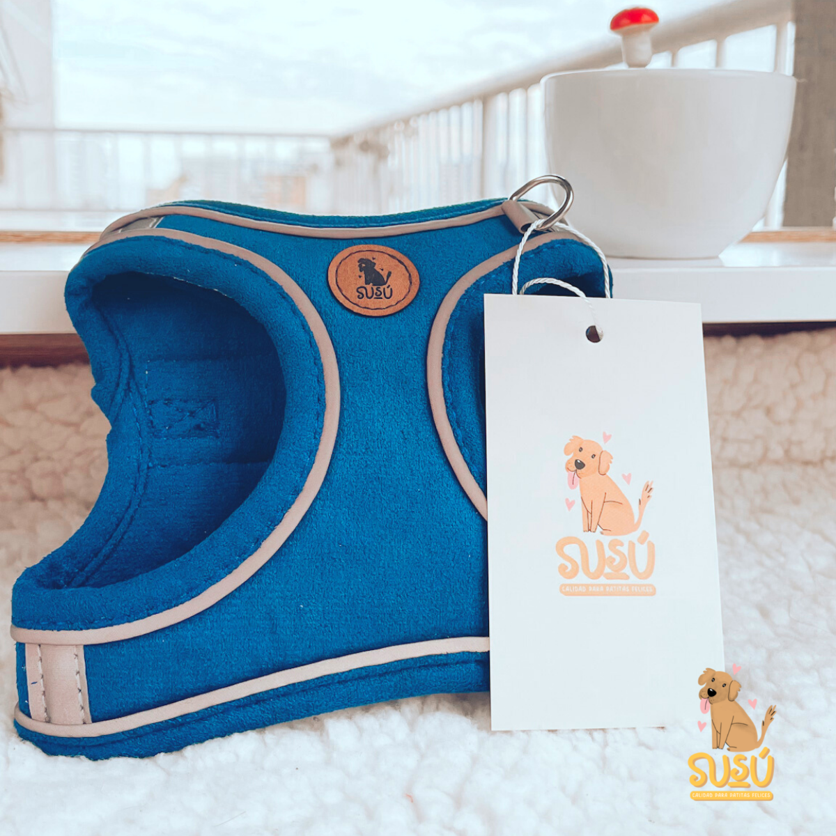 Arnés Susú ® Talla S de terciopelo completo Azul-1