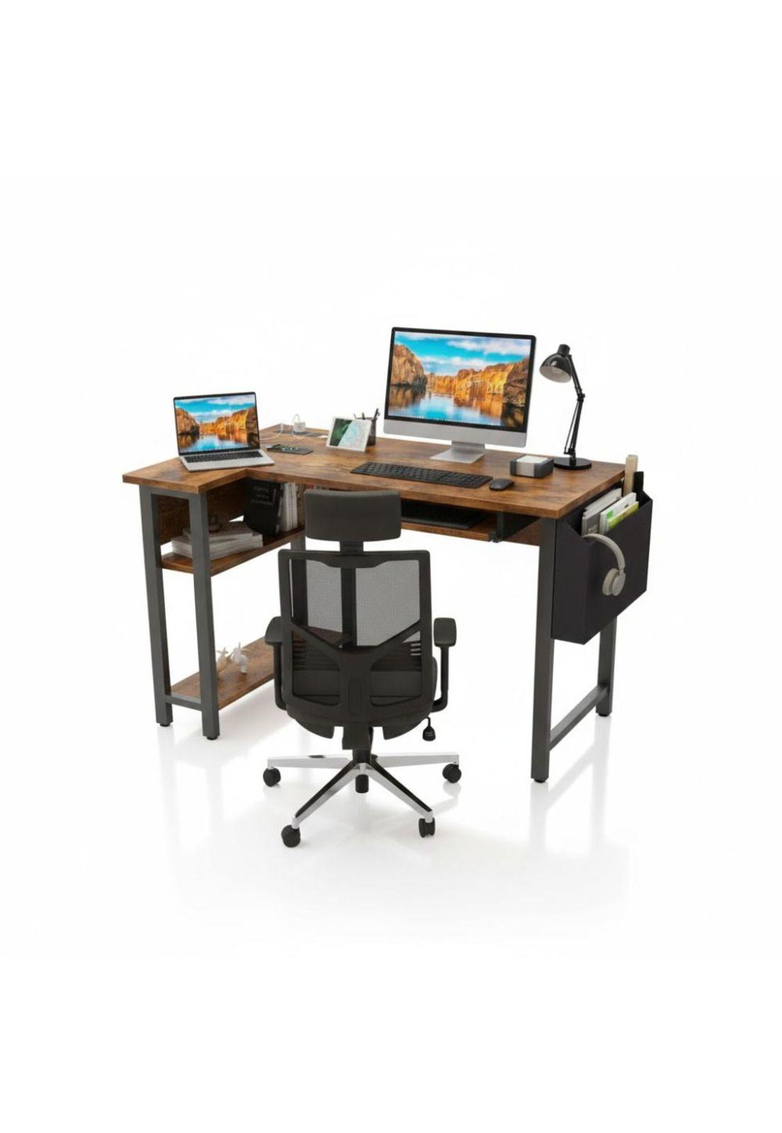 Escritorio Rustico en L Toast Wood 120X70X74CM-2