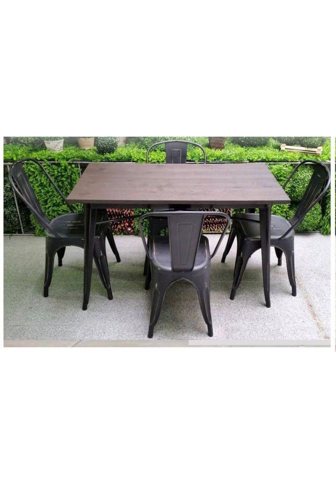 Mesa Tolix Rectangular Nogal 140x90cm-3