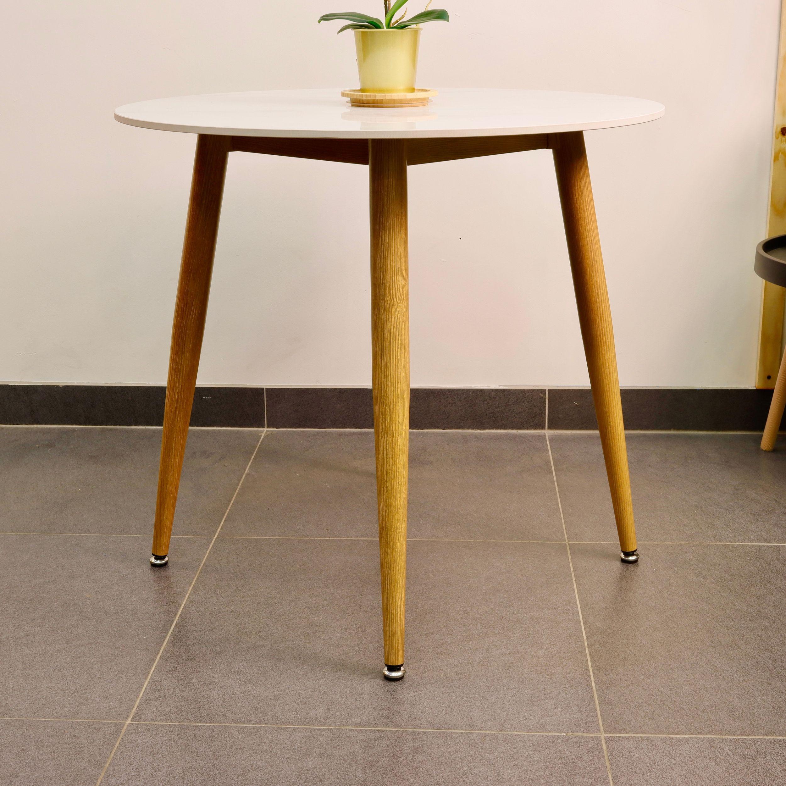 Mesa de Comedor Redonda de Cuarzo Calacatta Soft 80cm de Diámetro-3