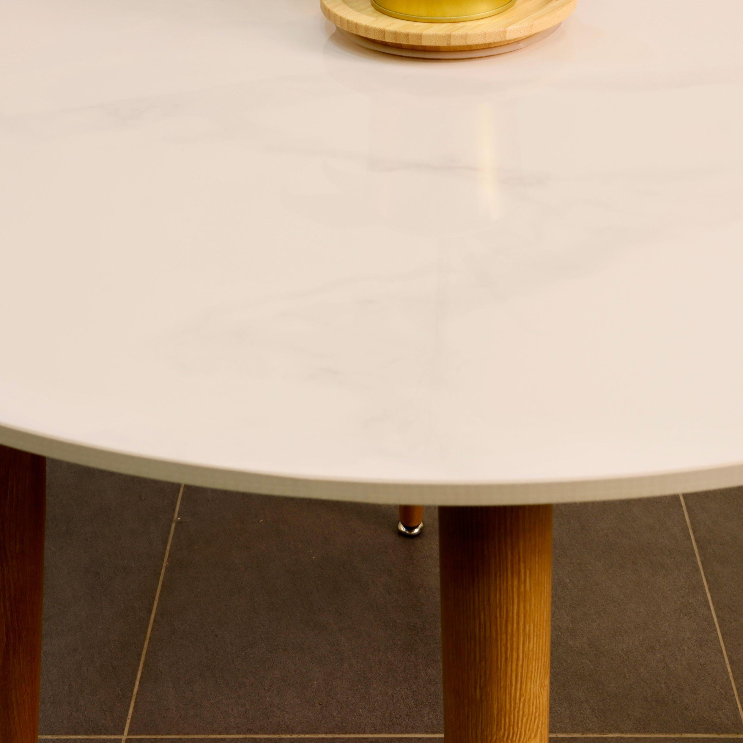 Mesa de Comedor Redonda de Cuarzo Calacatta Soft 100cm de Diámetro-3