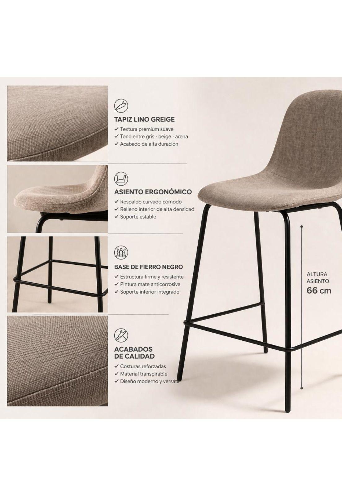 Pack de 2 Taburetes Eames de Lino Base Negra 66cm-5