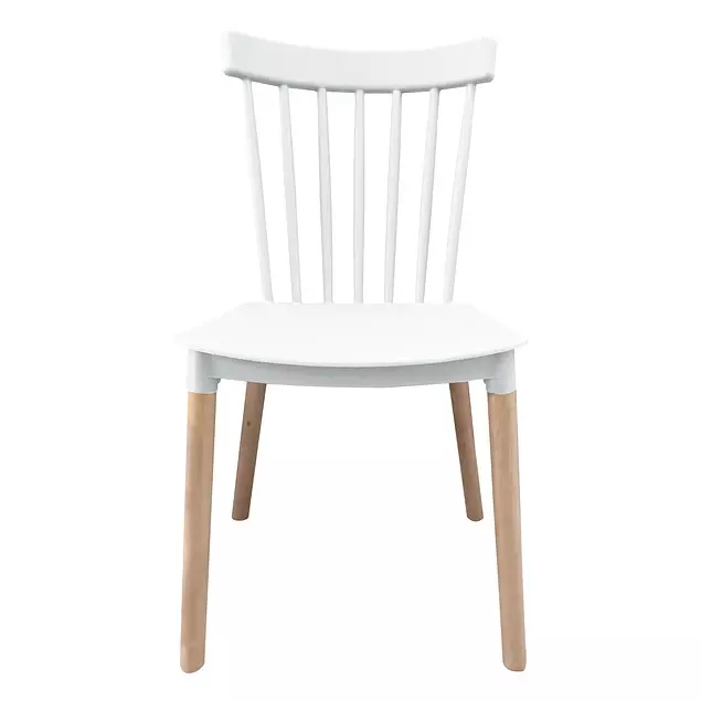 Comedor Redondo de Vidrio 80cm + 4 Sillas Windsor Blanco -6