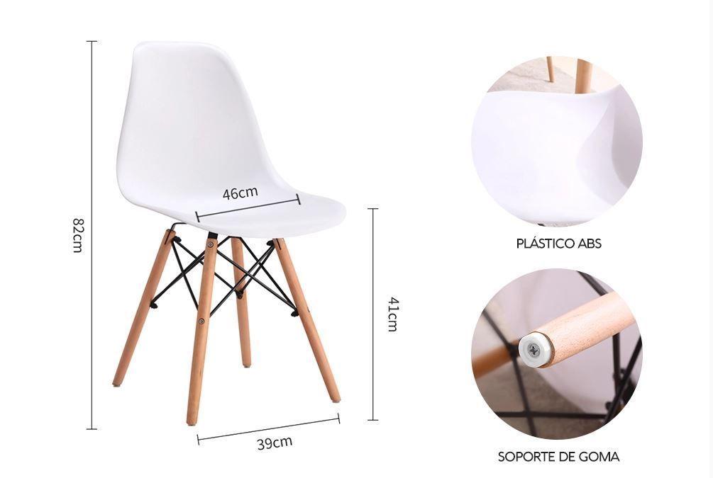 Comedor Redondo Blanco 80cm + 4 Sillas Eames Clásicas Blanco-4