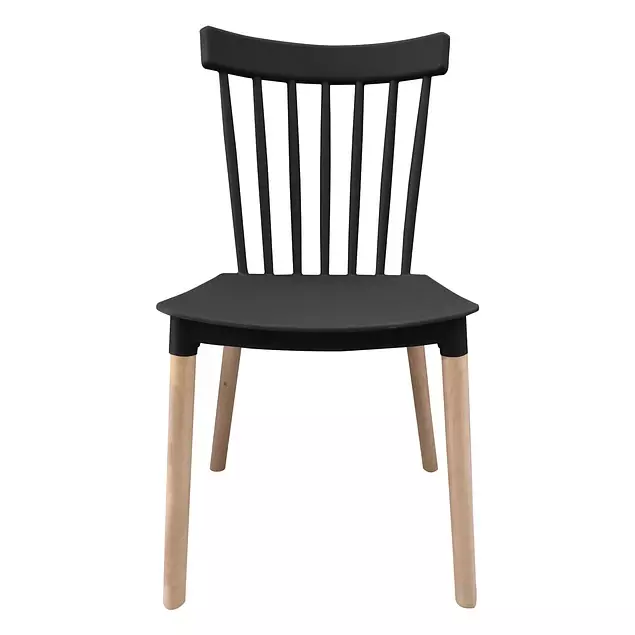 Comedor Redondo de Vidrio de 80cm + 4 Sillas Windsor Negro -4