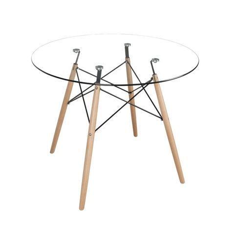 Comedor Redondo de Vidrio de 80cm + 4 Sillas Windsor Negro -7