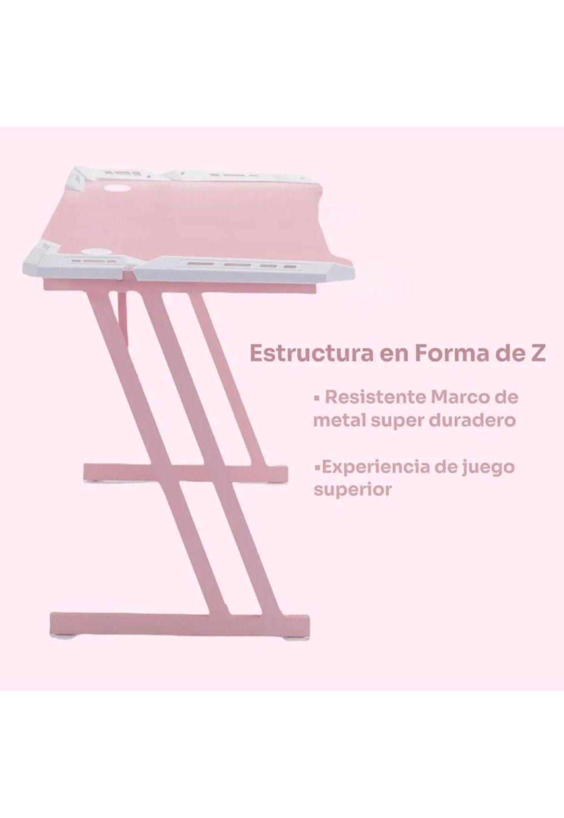 Escritorio Gamer Rosa Con Iluminación Rgb 120cm Videojuego Chic Home-2