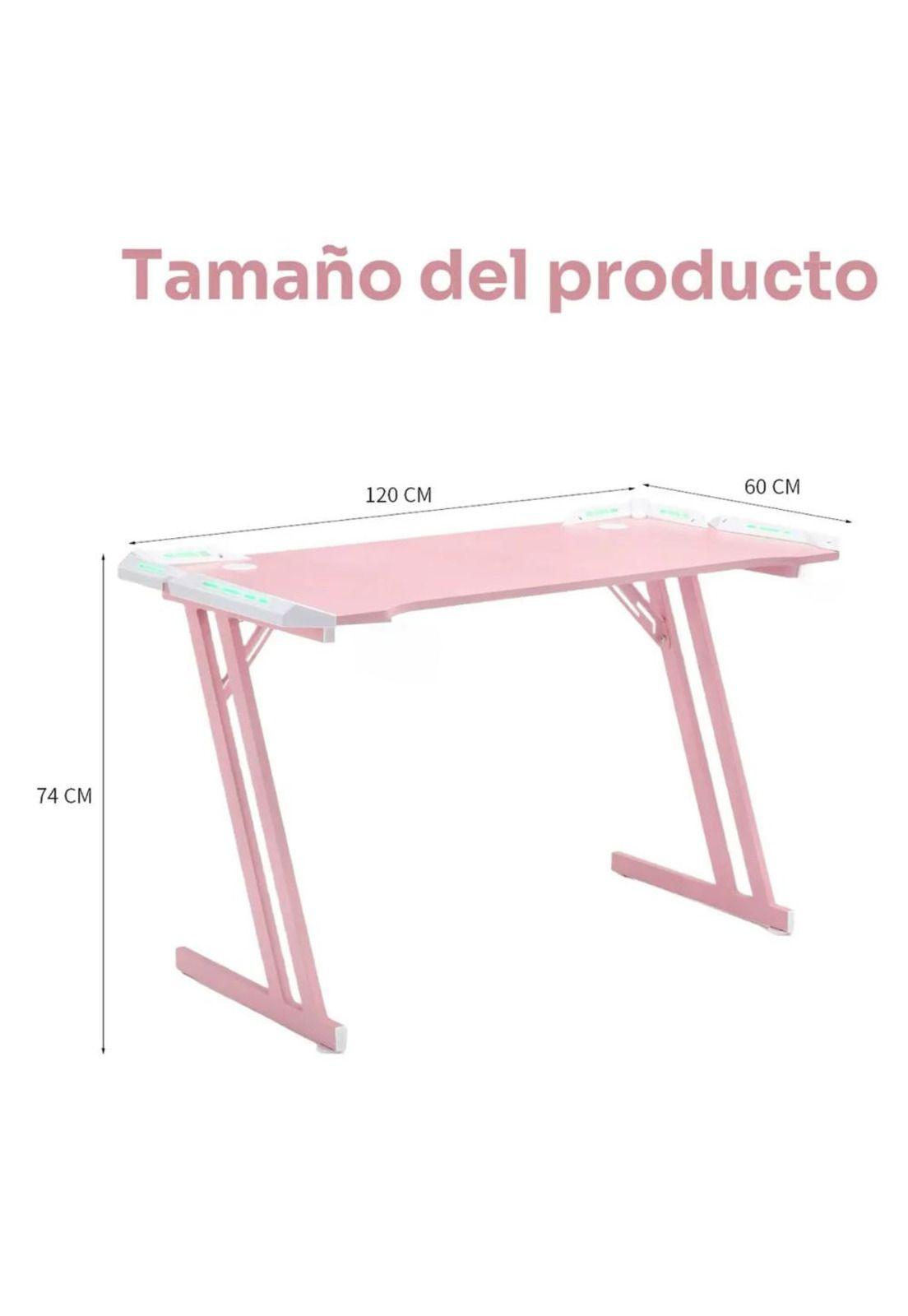 Escritorio Gamer Rosa Con Iluminación Rgb 120cm Videojuego Chic Home-3