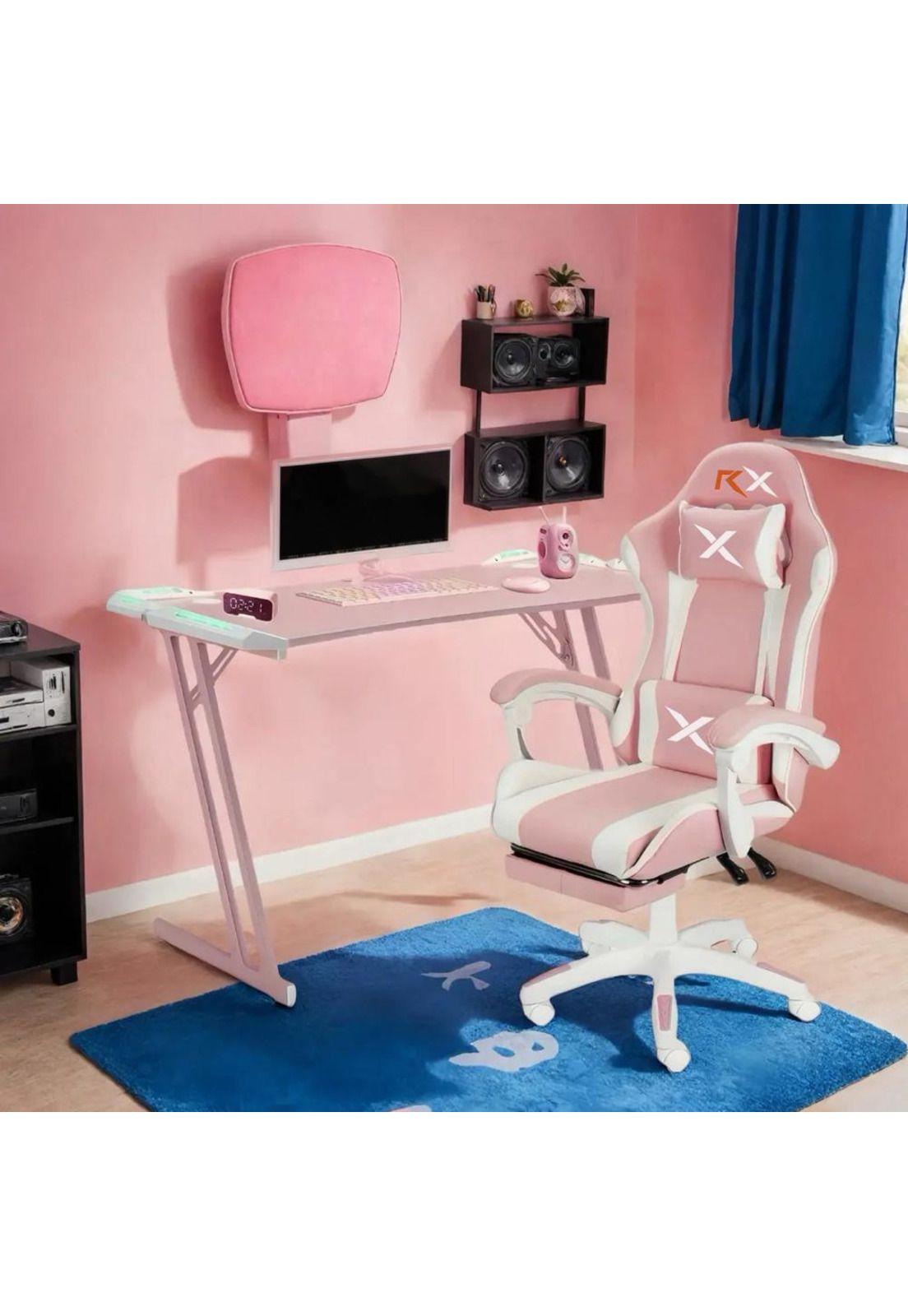Escritorio Gamer Rosa Con Iluminación Rgb 120cm Videojuego Chic Home-4