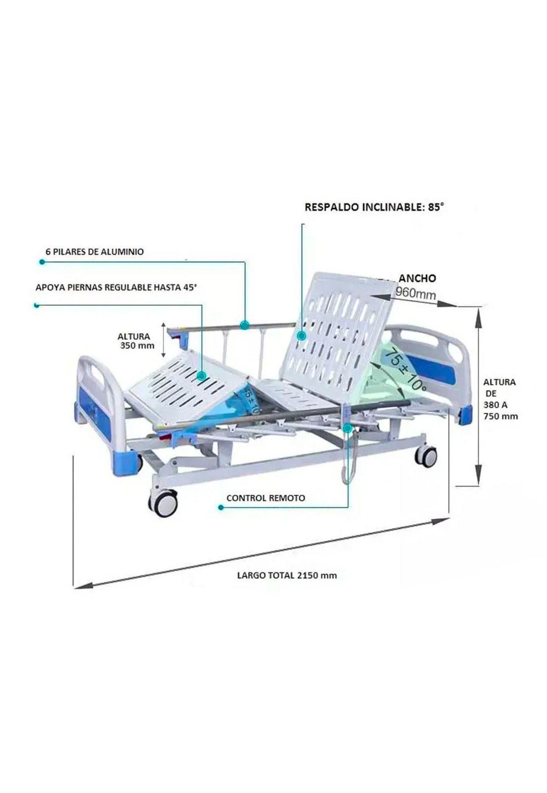 Catre Clínico Eléctrico 4 Posiciones Modelo Hospitalario-2