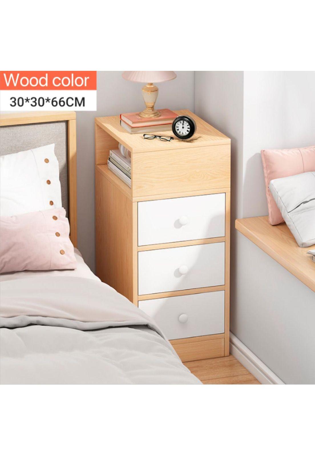 Velador angosto 3 cajones bicolor Chic Home-2