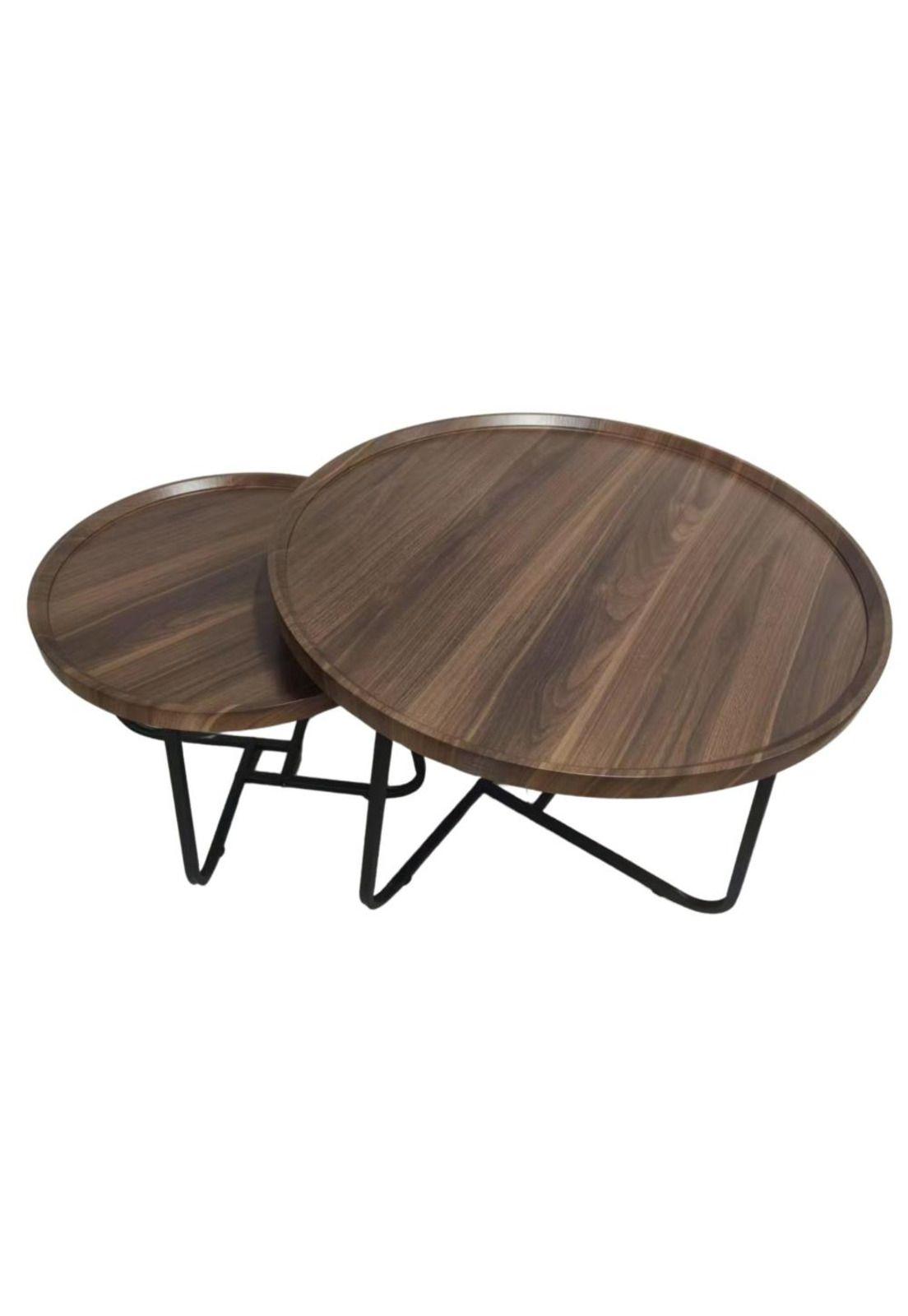 Juego Mesa De Centro Living 80+60cm color madera Chic Home-4