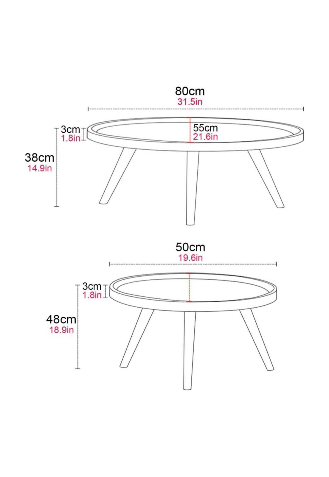 Juego de mesa de centro ovalada 80+50cm Chic Home-4