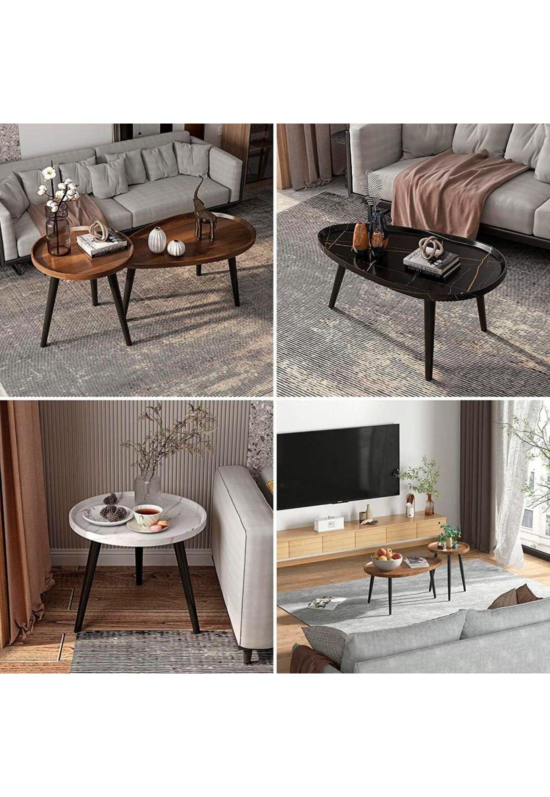 Juego de mesa de centro ovalada 80+50cm Chic Home-5
