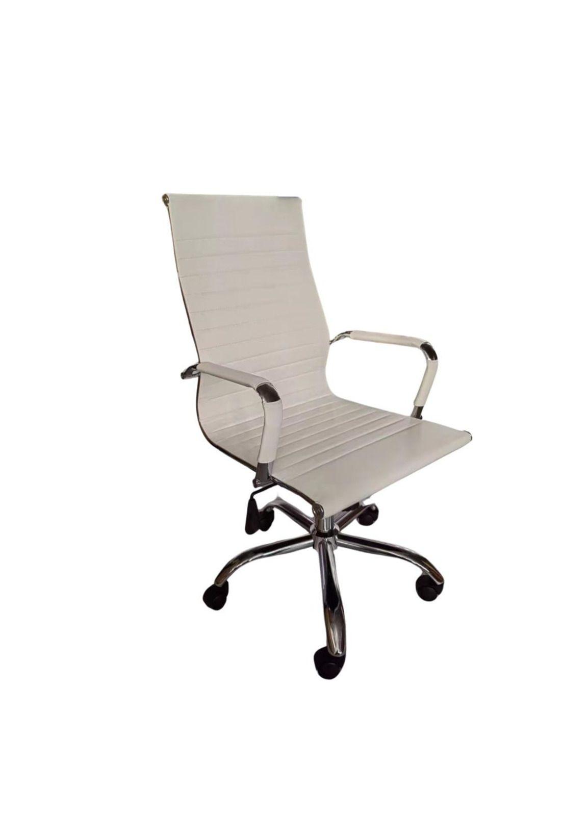 Silla Oficina Ejecutiva aluminio con apoya brazos Blanca Chic Home-2