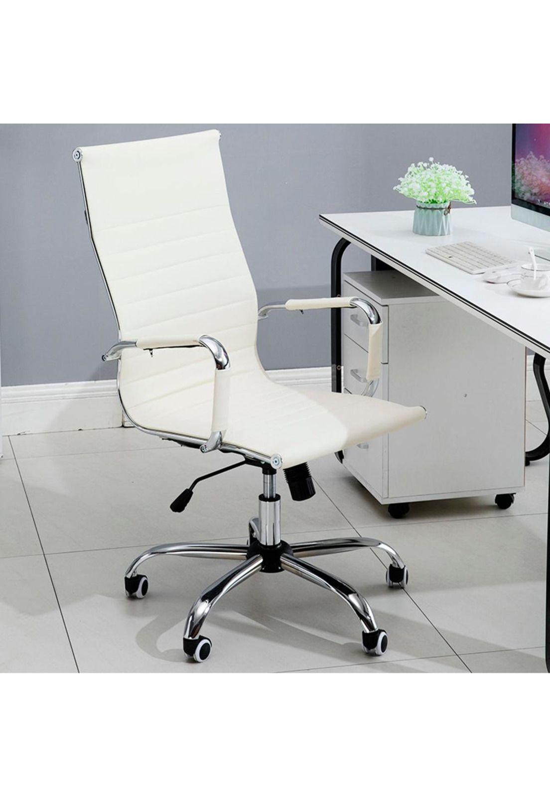 Silla Oficina Ejecutiva aluminio con apoya brazos Blanca Chic Home-3