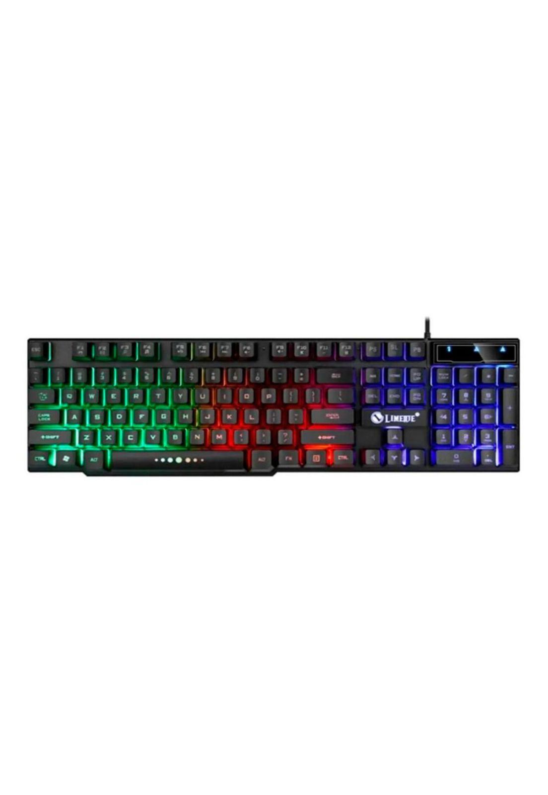 Teclado Gamer Simil Mecánico Usb Luces Led Calidad-0