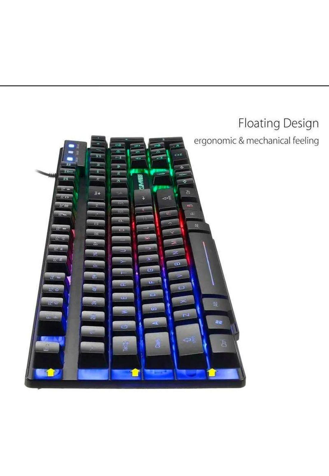 Teclado Gamer Simil Mecánico Usb Luces Led Calidad-1