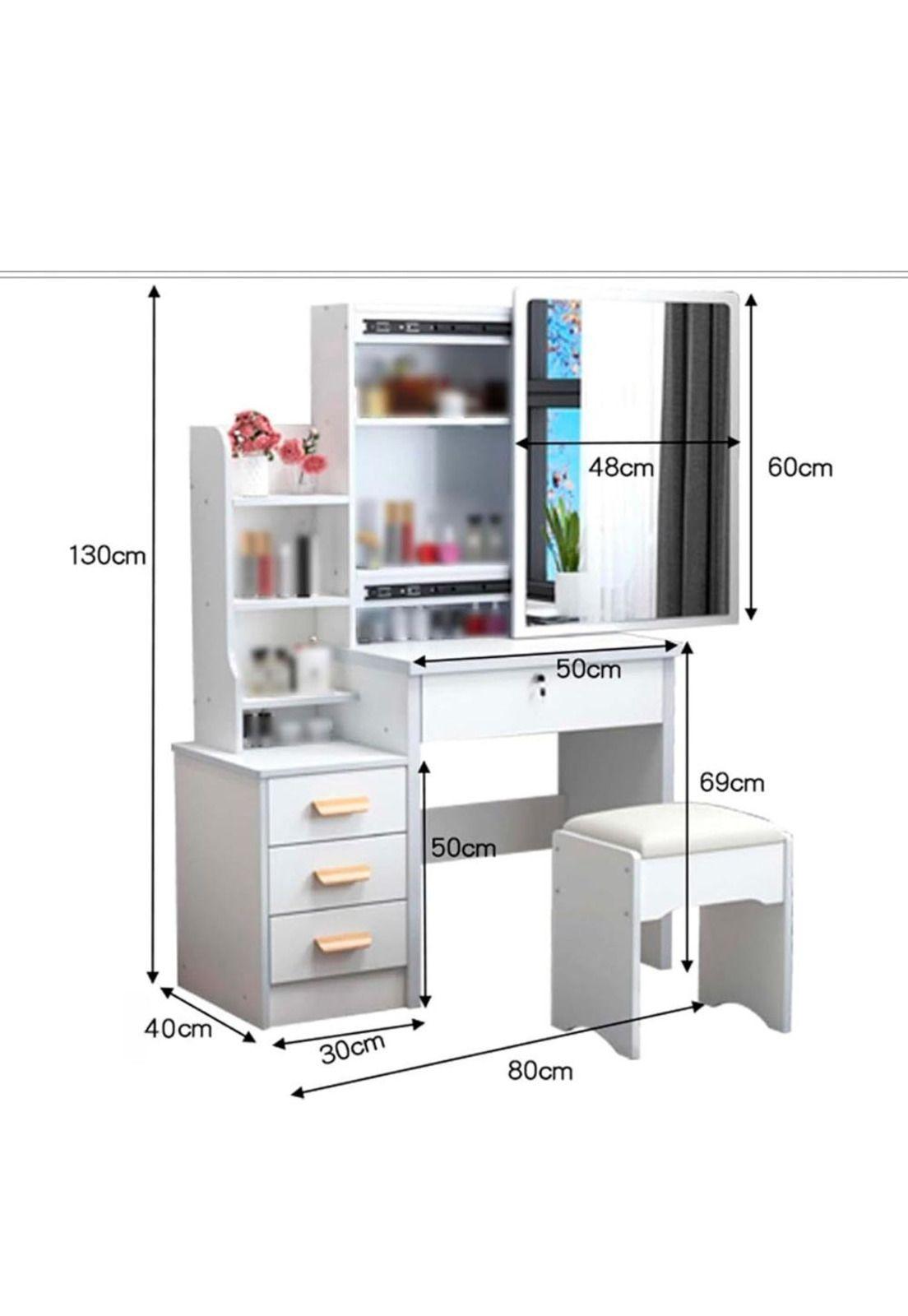 Tocador moderno 80*40*130cm con luces blanco Chic Home-2