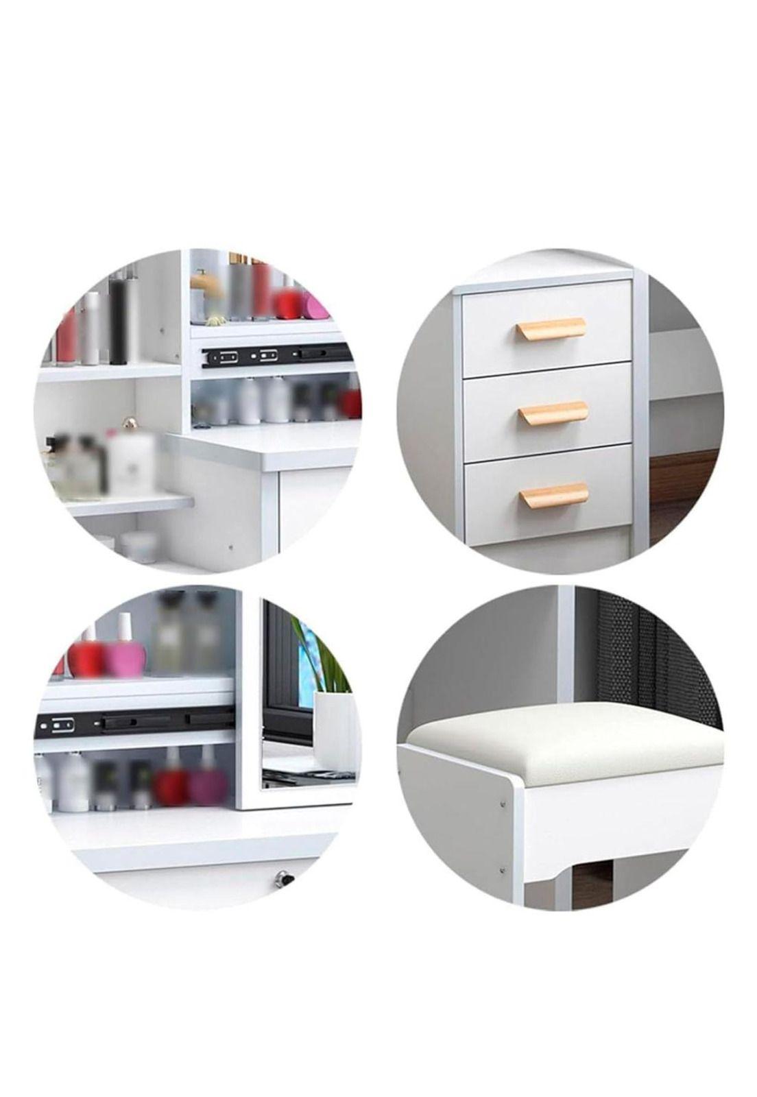 Tocador moderno 80*40*130cm con luces blanco Chic Home-3