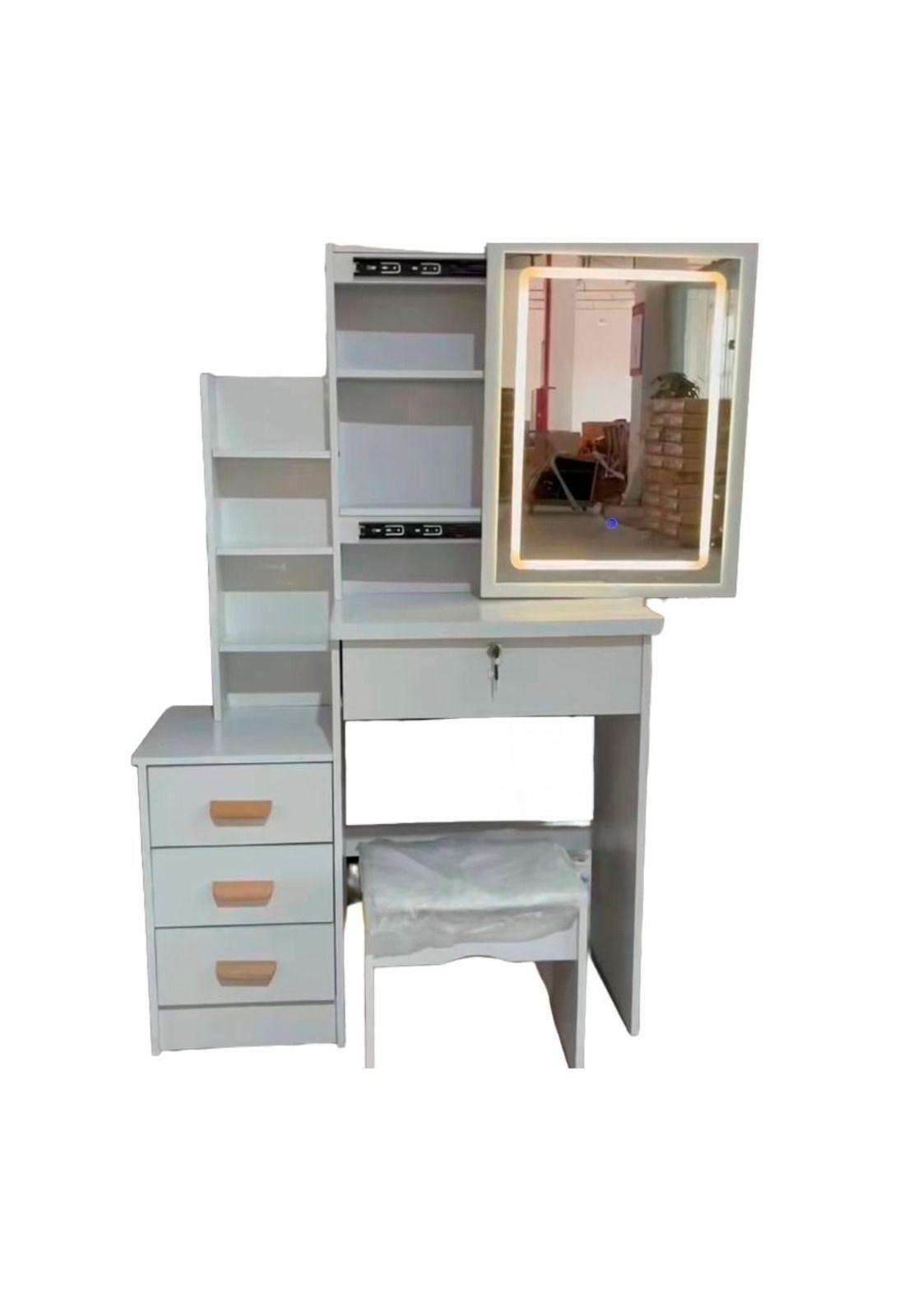 Tocador moderno 80*40*130cm con luces blanco Chic Home-7