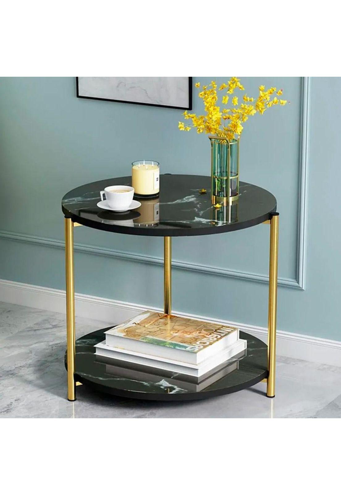 Mesa Lateral redonda diseño mármol 40cm Chic Home-3