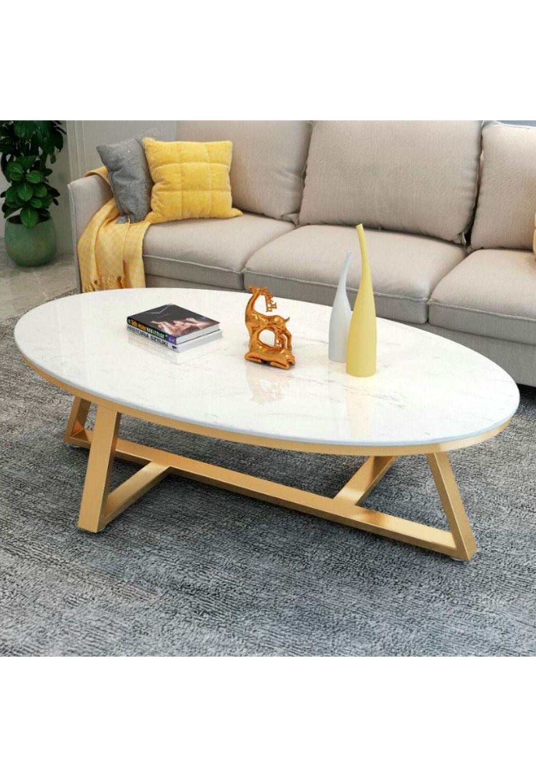 Mesa de centro ovalada diseño marmol 120*60*45cm Chic Home-3