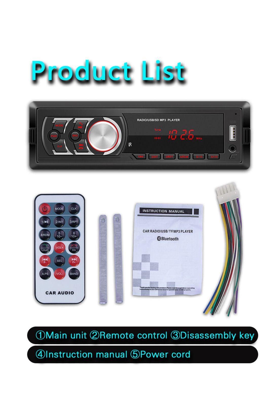 Radio Auto Panel Desmontable Bluetooth Mp3 Aux Usb-3