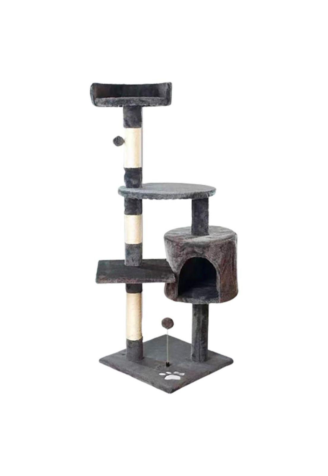 Rascador torre 112cm Gatos Casita Arbol Terciopelo + Pompones-0