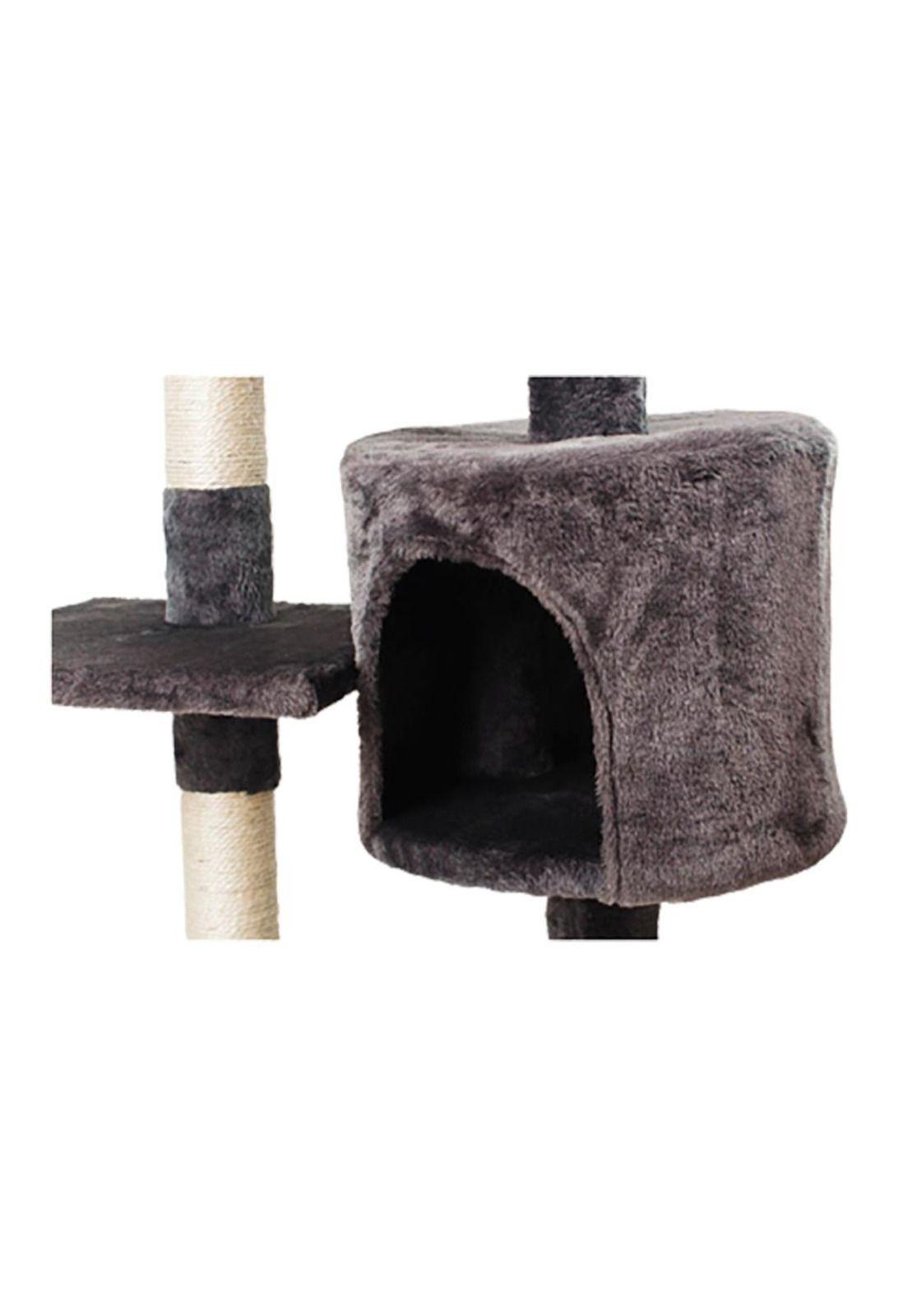 Rascador torre 112cm Gatos Casita Arbol Terciopelo + Pompones-4