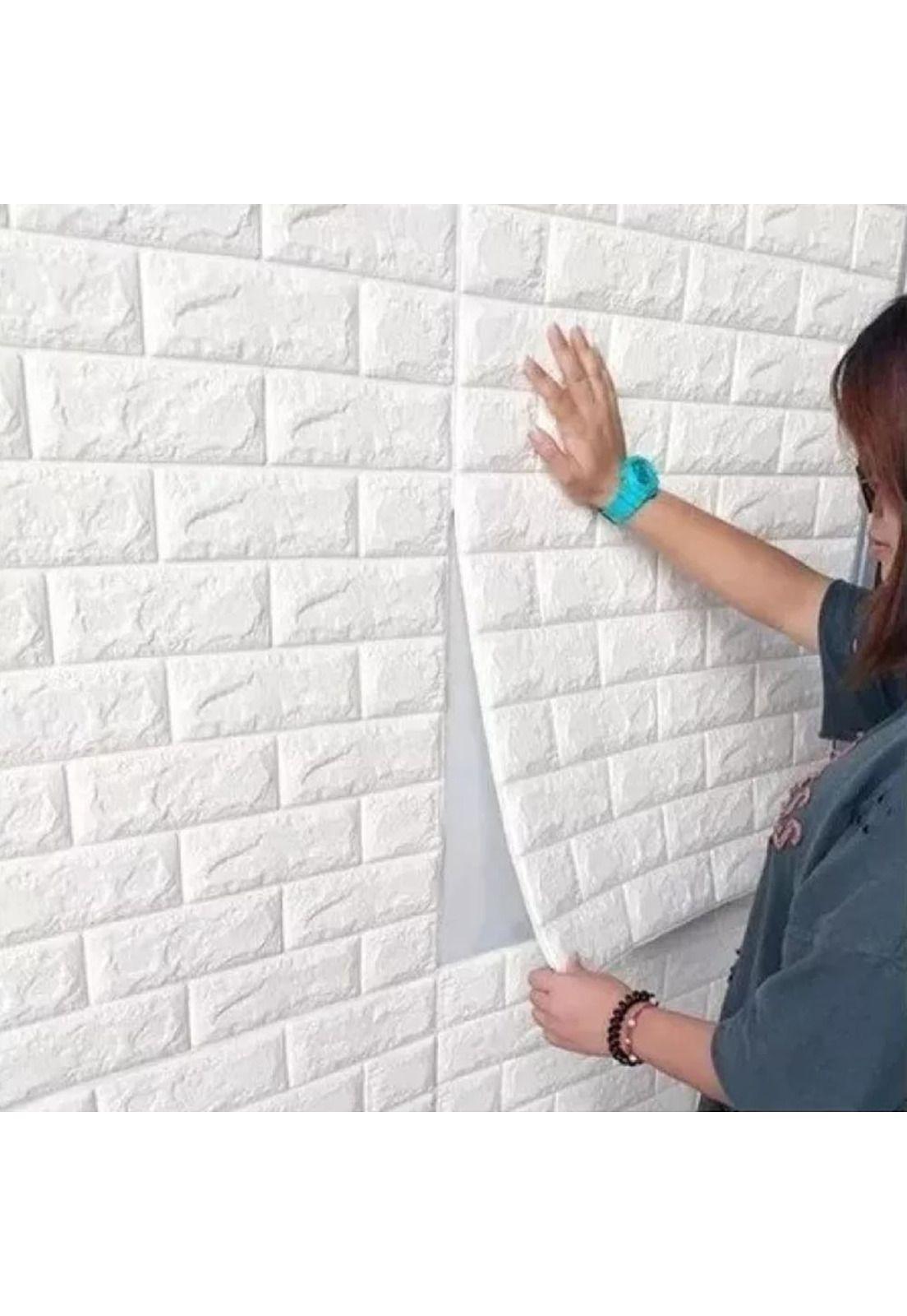 Pack 10 Lamina Papel Mural Autoadhesivo 3D Ladrillo 70x77-3
