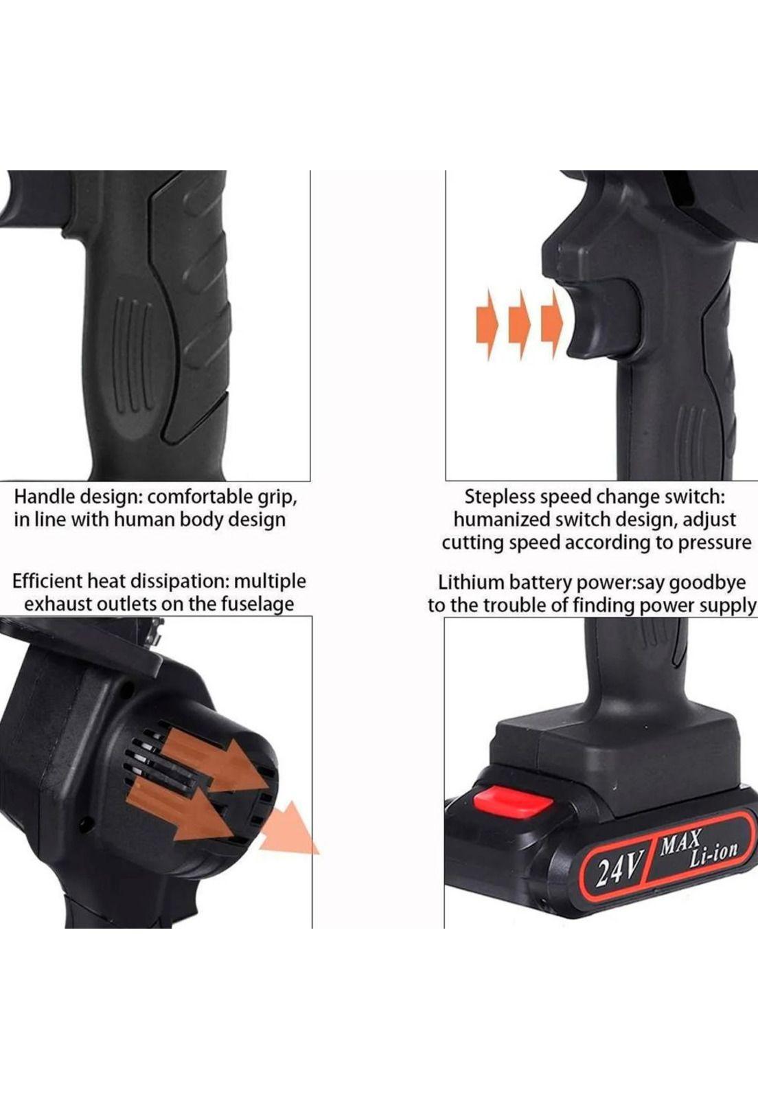 Mini Motosierra Inalámbrica Poda 6 Pulgadas + 2 Baterias-4
