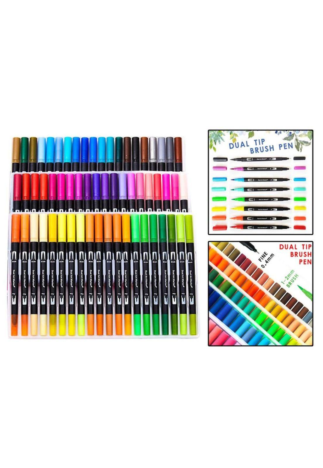 Marcadores De Doble Punta Tipo Pincel 60 Colores-1