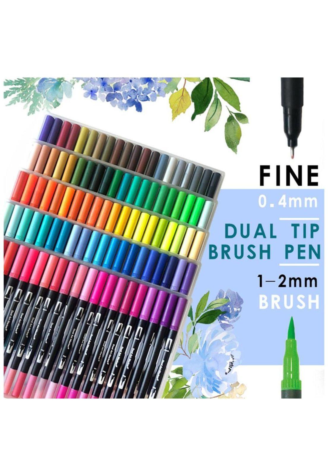 Marcadores De Doble Punta Tipo Pincel 60 Colores-4