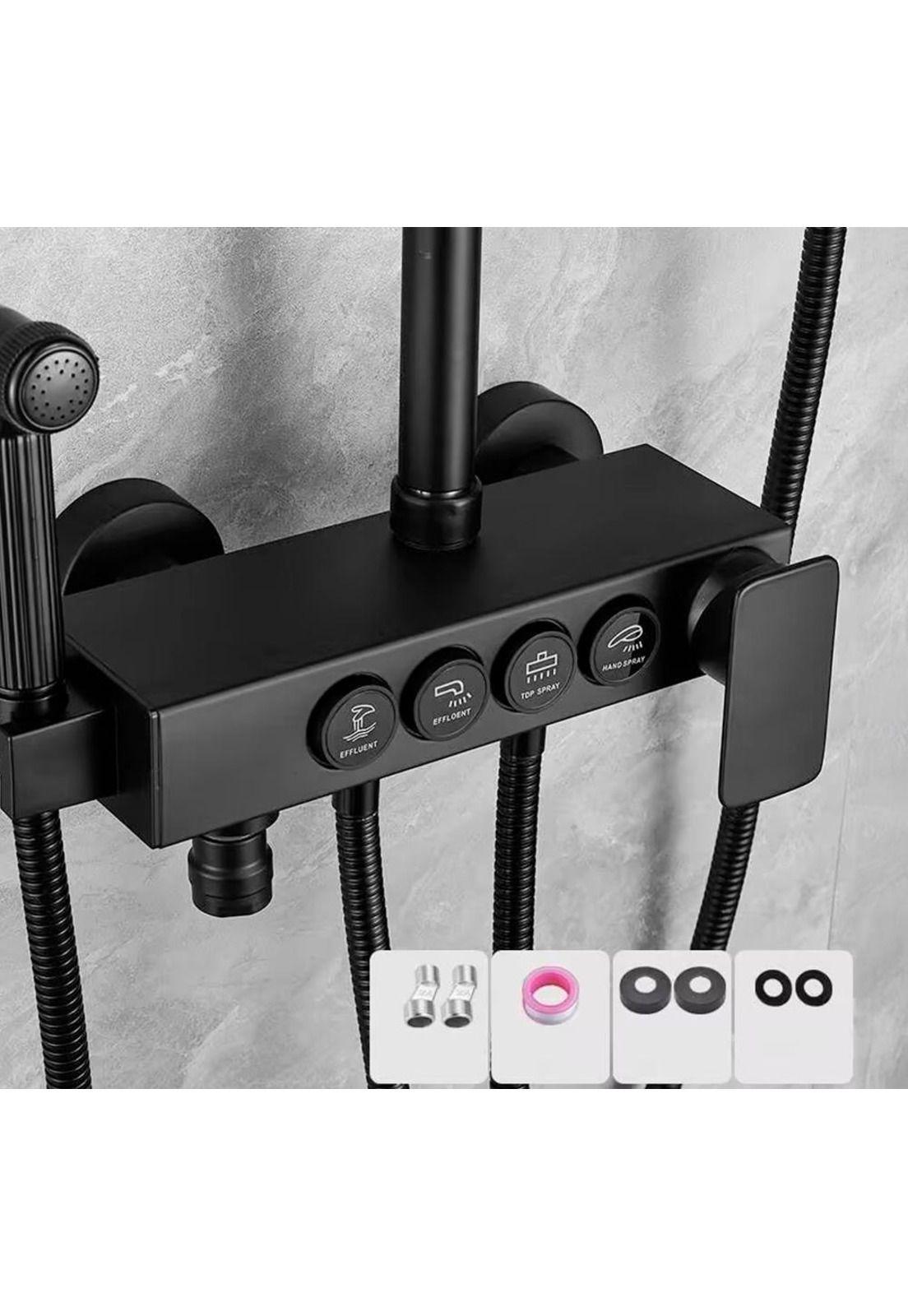 Kit De Ducha Columna Negra Con 4 Botones Multifuncional-2