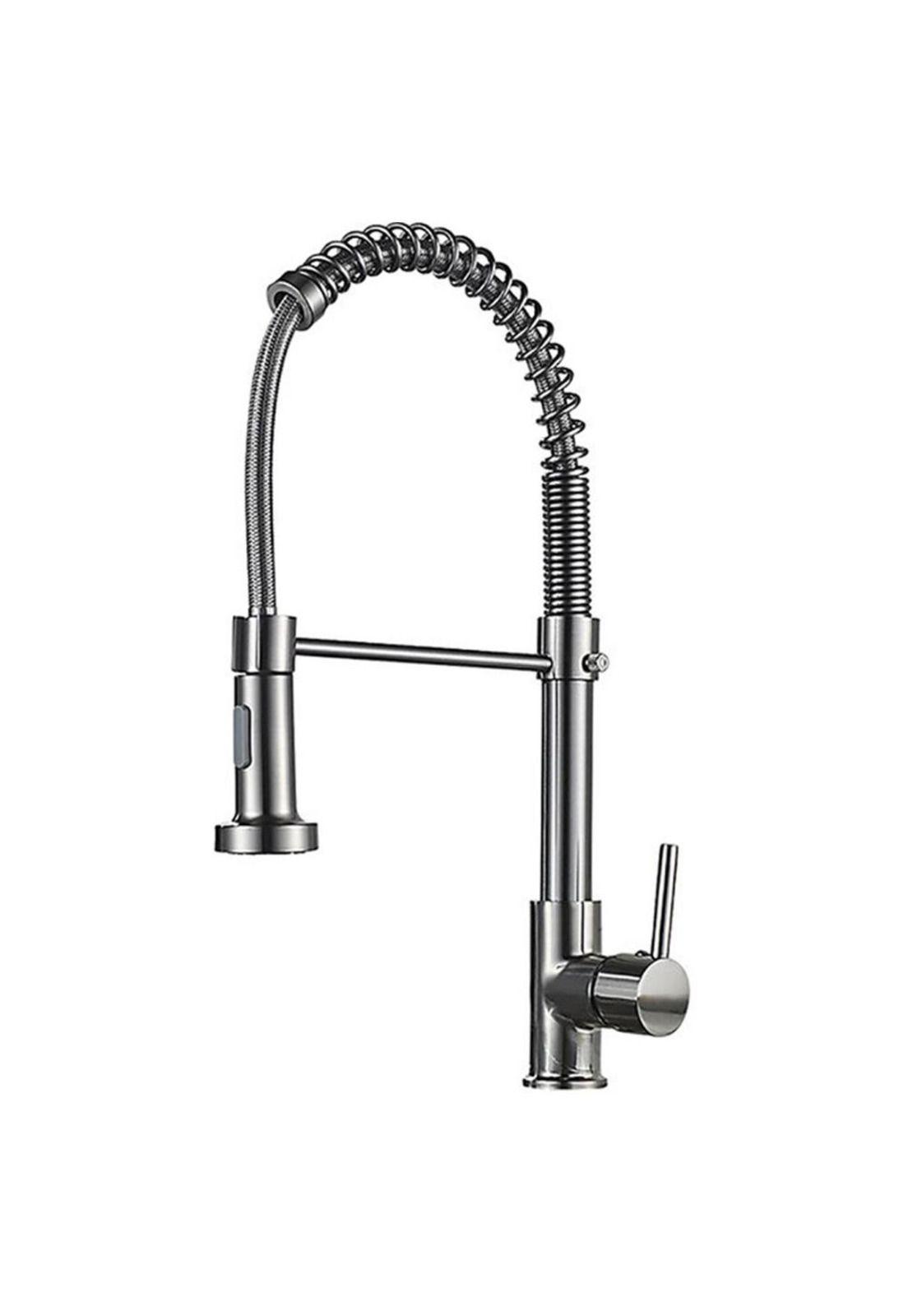Llave Lavaplatos Plateada Flexible Acero Inox Grifo 360°-0