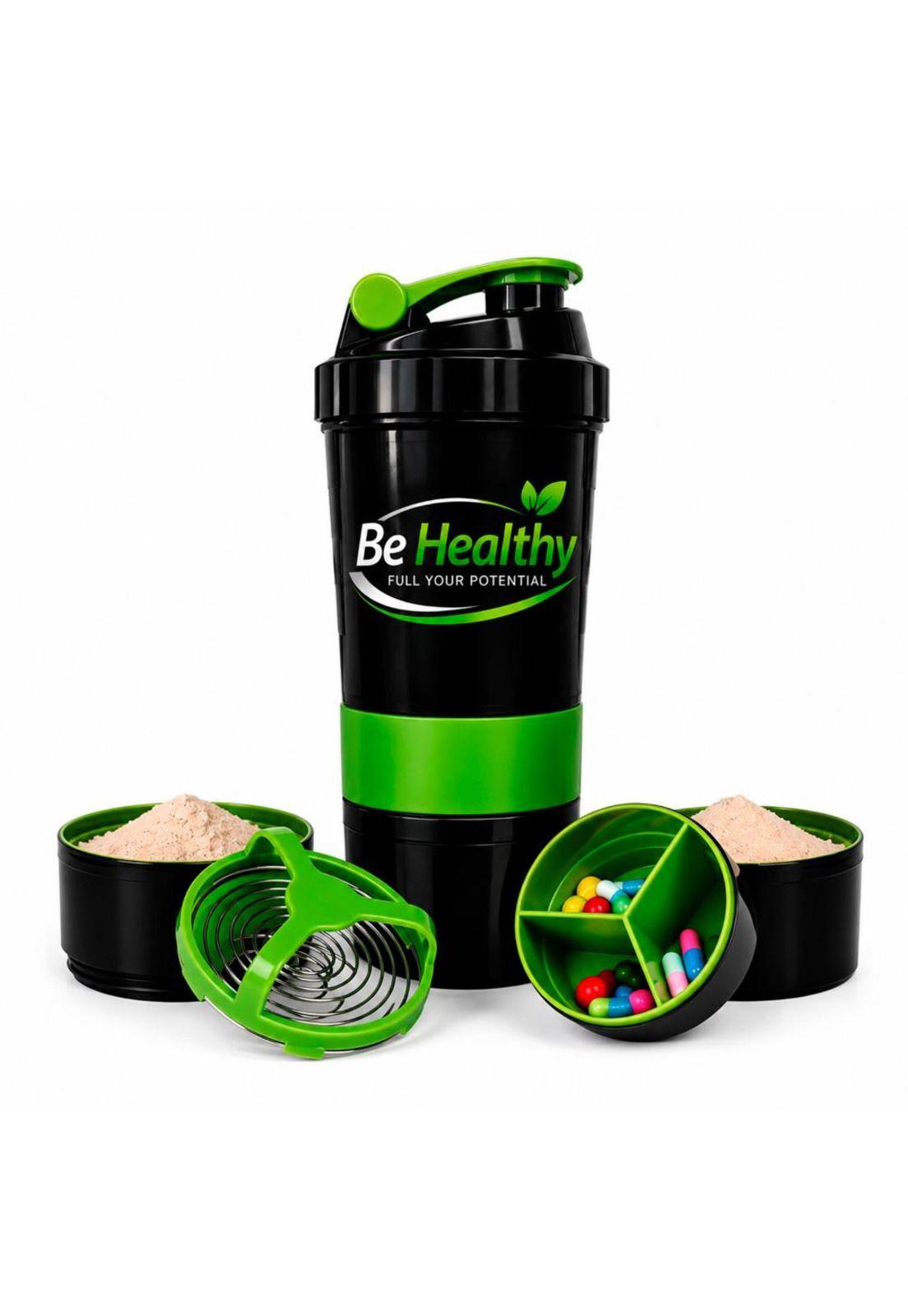Vaso Shaker de Proteína 3 en 1  de 550 ml con Compartimientos Be Healthy-0