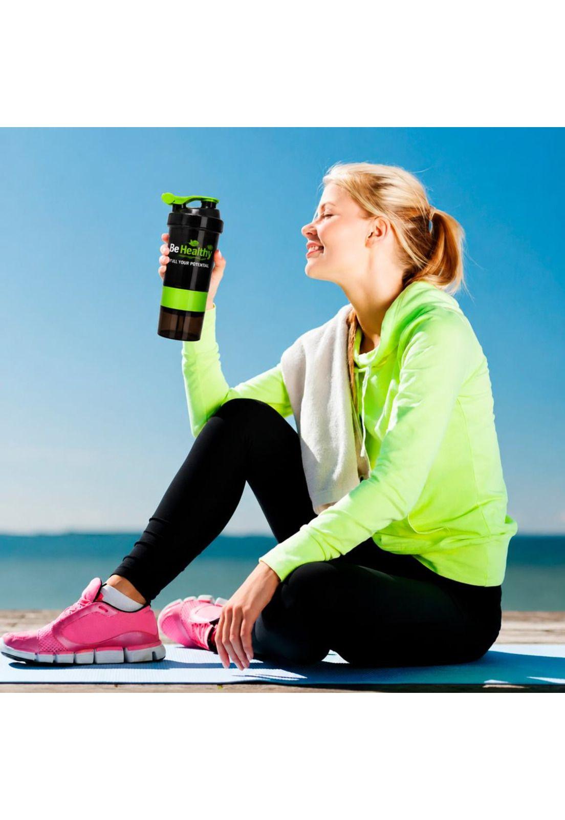 Vaso Shaker de Proteína 3 en 1  de 550 ml con Compartimientos Be Healthy-7