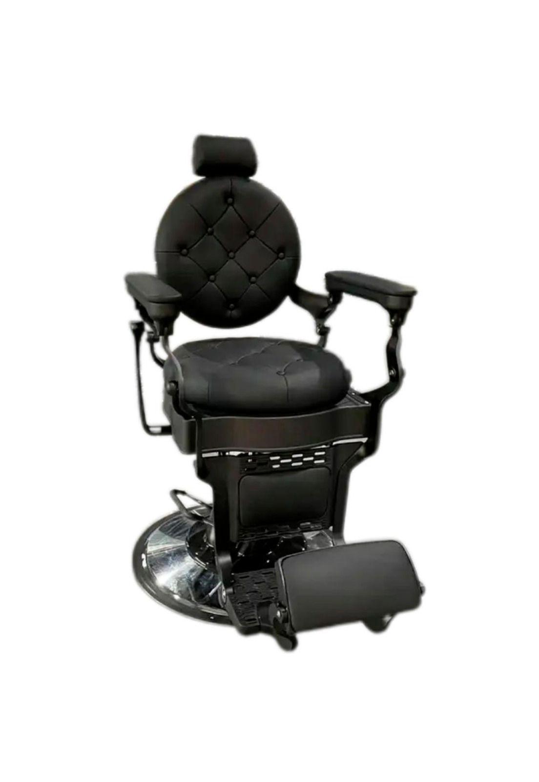 Sillon Barbero Gold Negro Eco Cuero Reclinable-2