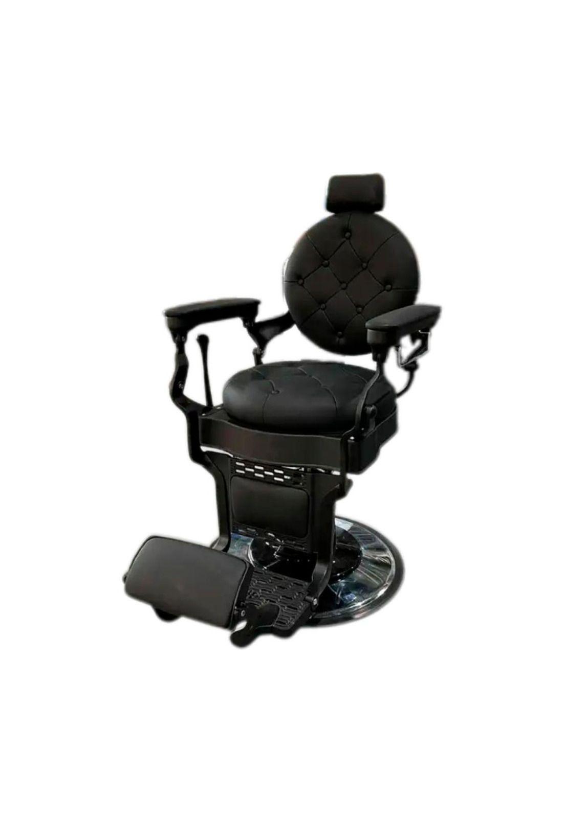 Sillon Barbero Gold Negro Eco Cuero Reclinable-4