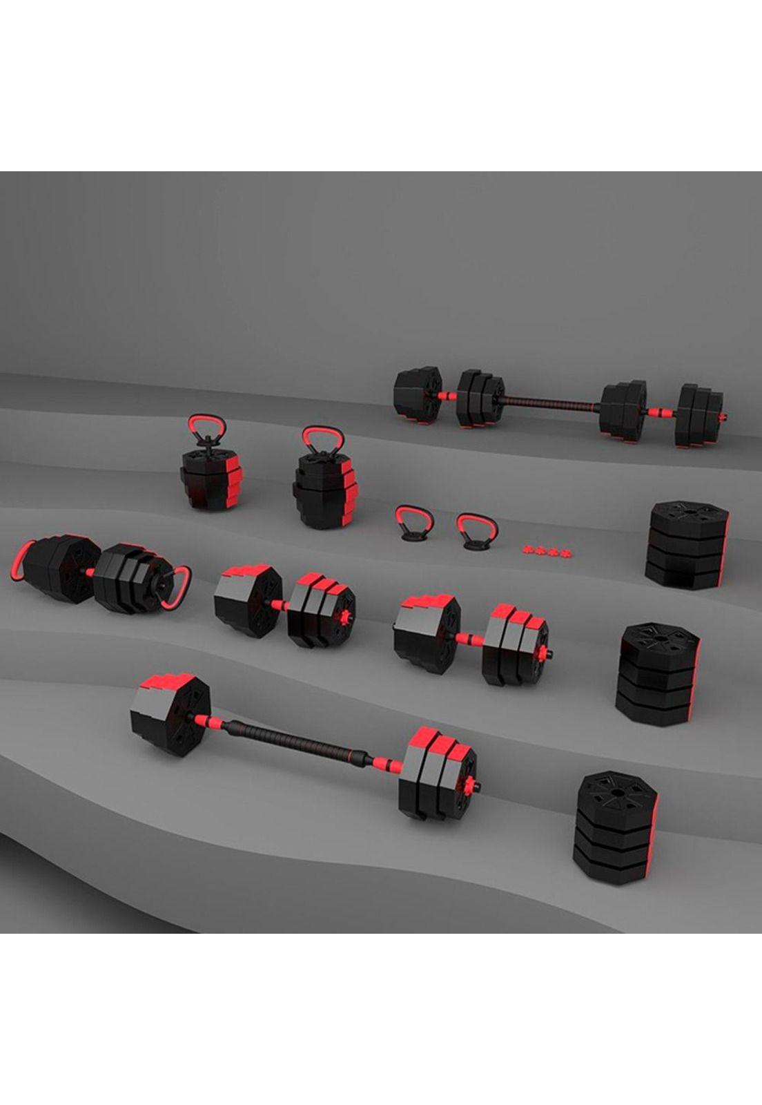 Mancuernas Ajustables Set 10kg 3 En 1 + Barra + Kettlebell-6