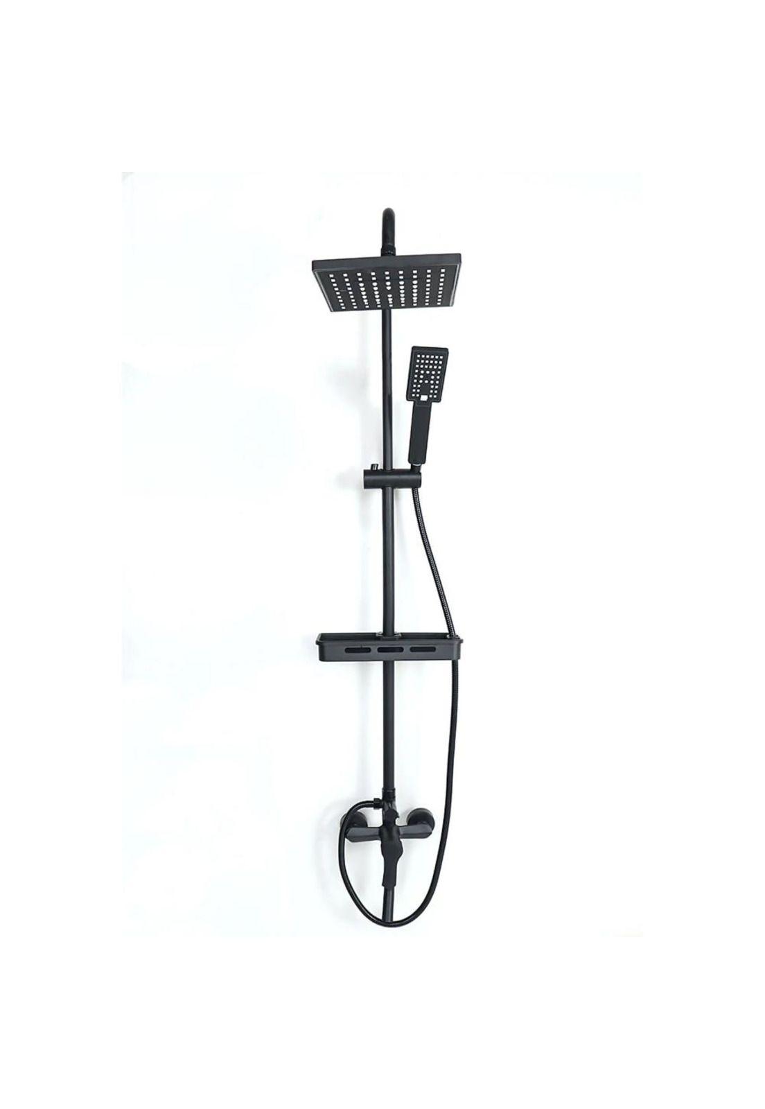 Llave Monomando Columna Tina Ducha Moderna Cuadrada Negra-3
