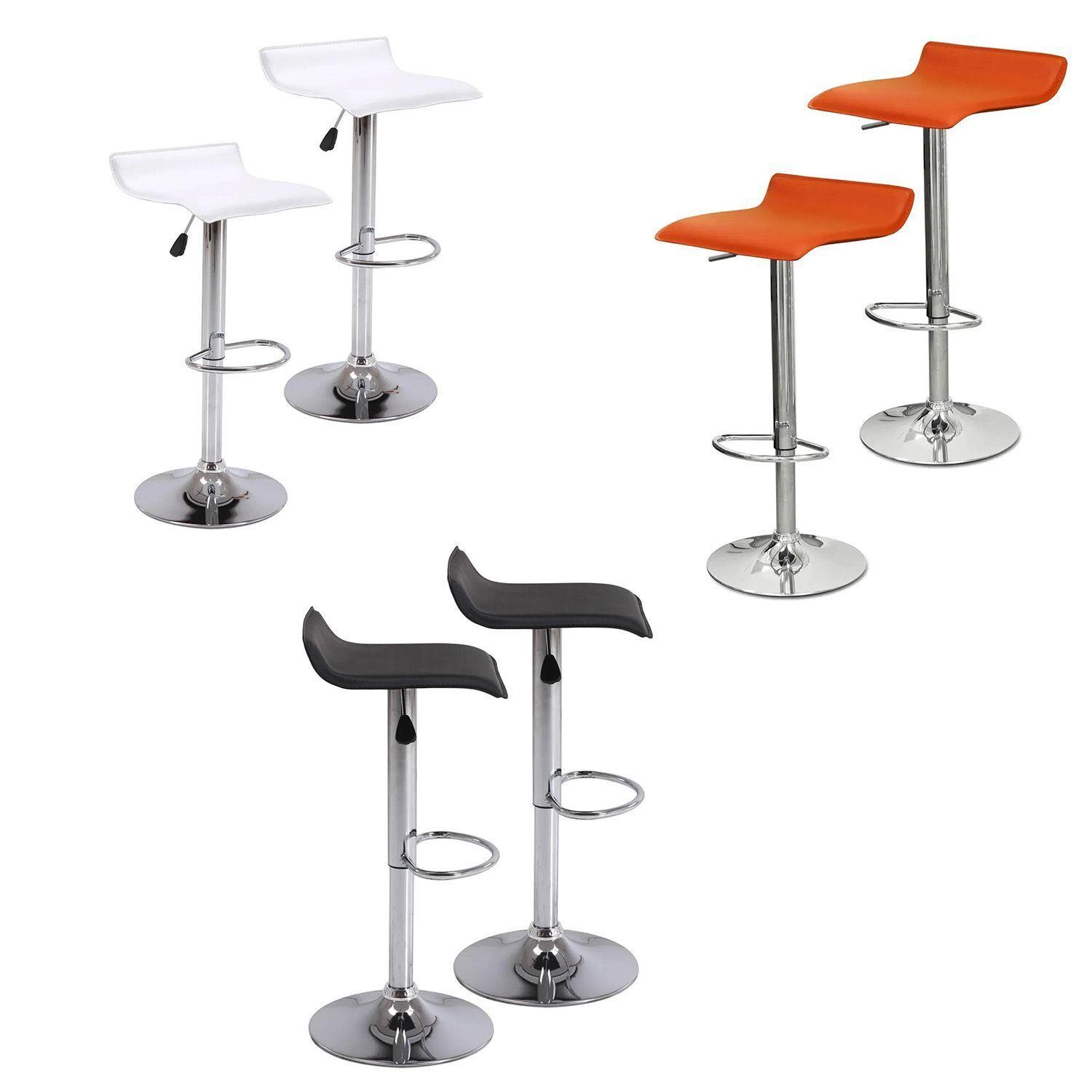 Pack X2 Silla Piso Bar Taburete Ecocuero Colores-0